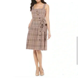Gal Meets Glam Madison Plaid ButtonFront Sundress Sz 4